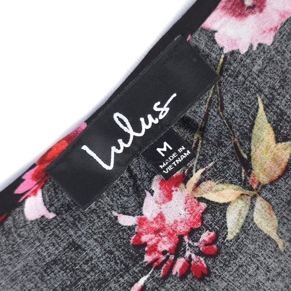 Lulus Midnight Magic Black Floral Print Ruffled Midi Dress Size MEDIUM - Picture 9 of 16